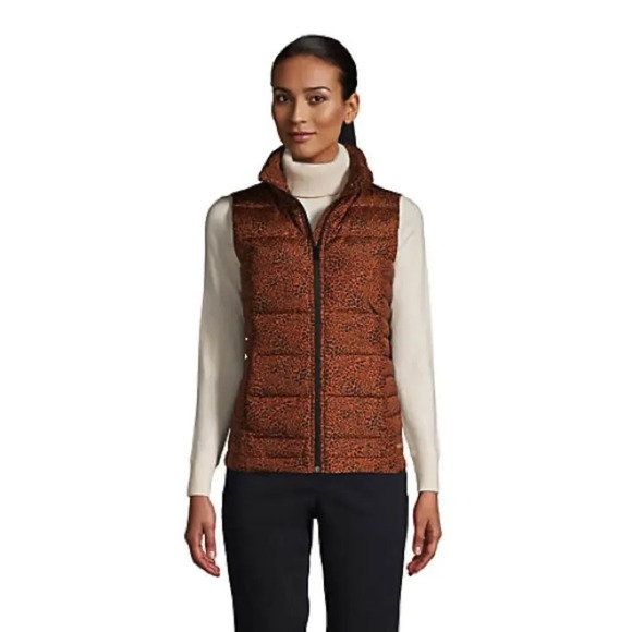 Lands’End Puffer Vest leopard Print - Picture 1 of 15